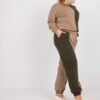 Tmavě béžovo-khaki plus size komplet Amishi bez kapuce – ADORA
