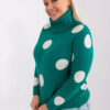 Tmavě mořský plus size svetr FADILA s puntíky