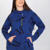 Tmavě modrá kangaroo mikina plus size s písmeny – WENESSA