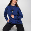 Tmavě modrá kangaroo mikina plus size s písmeny – WENESSA