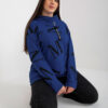 Tmavě modrá kangaroo mikina plus size s písmeny – WENESSA
