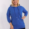 Tmavě modrá mikina plus size s kapucí – KARESSA