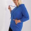 Tmavě modrá mikina plus size s kapucí – KARESSA