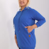 Tmavě modrá mikina plus size s kapucí – KARESSA