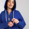 Tmavě modrá propínací mikina plus size s kapucí – ULIELLA