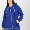 Tmavě modrá propínací mikina plus size s kapucí – ULIELLA