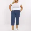 Tmavě modré kalhoty 3/4 plus size s pružným pasem – FENALIA