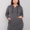 Tmavě šedá plus size tunika UMBRIA s kapucí