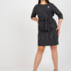 Tmavě šedé vlněné plus size midi šaty THEODORA