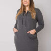 Tmavě šedé melírované plus size šaty ORIELLE s kapsami