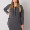 Tmavě šedé melírované plus size šaty ORIELLE s kapsami