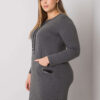 Tmavě šedé melírované plus size šaty ORIELLE s kapsami