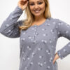 Tmavě šedá plus size noční košile VIIVI s květinami