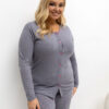 Tmavě šedé bavlněné pyžamo JONIDA plus size s rozepínací blůzou