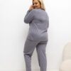 Tmavě šedé bavlněné pyžamo JONIDA plus size s rozepínací blůzou