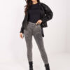 Tmavě šedé skinny džíny s ozdobnými knoflíky – IDABELLA