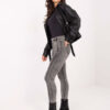 Tmavě šedé skinny džíny s ozdobnými knoflíky – IDABELLA