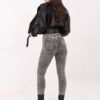Tmavě šedé skinny džíny s ozdobnými knoflíky – IDABELLA
