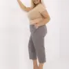 Tmavě šedé rybářské kalhoty plus size s knoflíky – FENALIA