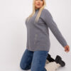 Tmavě šedý plus-size svetr PRANVERA se zipy