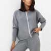 Tmavě šedý úpletový komplet s kamínky – AMAETTA