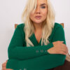 Tmavě zelený plus-size svetr SIMONNE s výstřihem do V