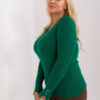 Tmavě zelený plus-size svetr SIMONNE s výstřihem do V