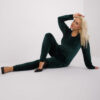 Tmavě zelený viskózový velurový komplet Jeanne Plus size – DALANA