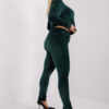 Tmavě zelený viskózový velurový komplet Jeanne Plus size – DALANA