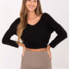 Černý crop top QUEVANNA s širokým výstřihem