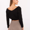 Černý crop top QUEVANNA s širokým výstřihem
