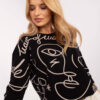 Černý volný top MARENZA s obličejovou kresbou