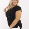 Černý plus size top CORDEVINA s perlami