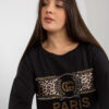 Černá plus size mikina PARISARA s aplikací