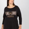 Černá plus size mikina PARISARA s aplikací