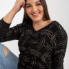 Černý plus size top LINETTA s lesklým vzorem