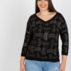 Černý plus size top LINETTA s lesklým vzorem
