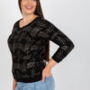 Černý plus size top LINETTA s lesklým vzorem