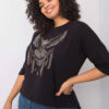Černý plus size top DALINETTA s aplikací
