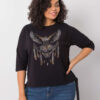 Černý plus size top DALINETTA s aplikací
