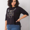 Černý plus size top DALINETTA s aplikací