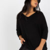 Černý plus size top VIVANEA s véčkovým výstřihem