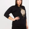 Černá plus size mikina NOIRABEL s aplikací