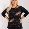 Černá plus size halenka FEATHERA s peřím
