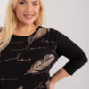 Černá plus size halenka FEATHERA s peřím