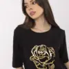 Černý top ROSAVEL se zlatým květem