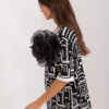 Černobílá halenka BROCHETTA s květem
