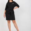 Černé vlněné plus size midi šaty THEODORA