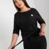 Černé vlněné plus size midi šaty THEODORA