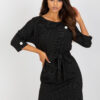 Černé vlněné plus size midi šaty THEODORA